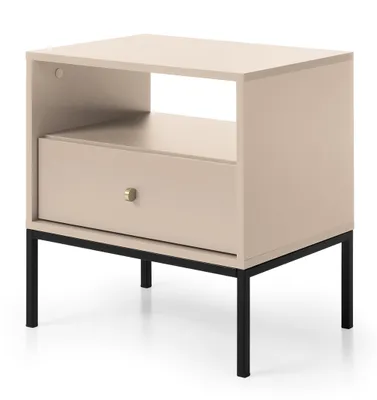 Produktbild von Selsey Monne - Nachttisch Nachtschrank im Vintage-Stil mit Schublade, Beige