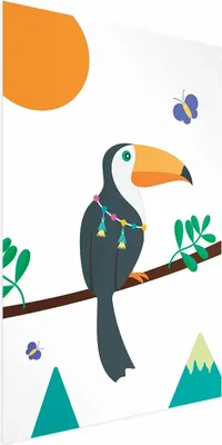 Produktbild von Posterpapier Poster - Toucan and Butterflies 29.7x42 cm Für Kinder g-A-0206-ao-a