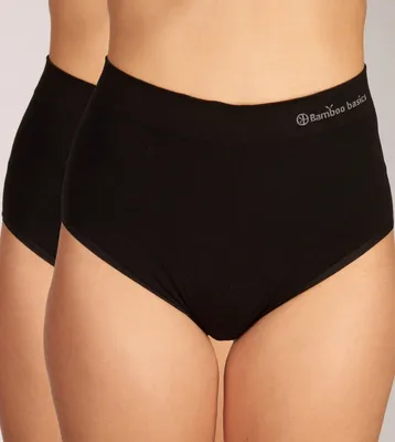 Image de Bamboo Basics slip lot de 2 seamless knitted high waisted full brief black femmes