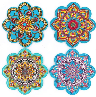 Produktbild von Untersetzer Mandalaform 4er Set in mehrfarbig