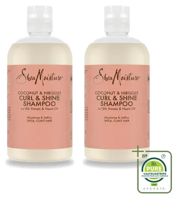 Obrázek produktu pro 2 x Šampon Shea Moisture Coconut & Hibiscus pro definici a lesk vln a kudrlin, objem 384 ml - velké balení - 2 kusy