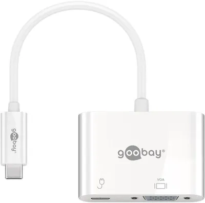 Productafbeelding van goobay USB-C adapter VGA/PD, wit (1 stuks, verpakking)