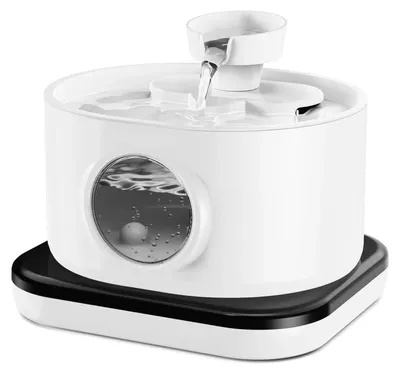 Produktbild von Trinkbrunnen für Hunde - Kabelloser automatischer Wasserbrunnen - Mit Filter - Batterie enthalten - Weiß