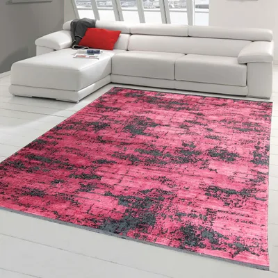 Zdjęcie produktu dla Nowoczesny dywan do salonu w abstrakcyjny orientalny wzór w kolorze czerwonym na czarnym tle Rozmiar - 120x170 cm