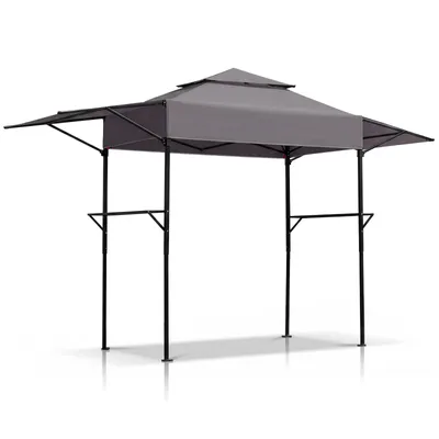 Produktbild von LEADZM Grillpavillon Faltpavillon Gartenpavillon mit Doppeldach, Seitenregalen, Grillüberdachungen wetterfest 380x100x240 cm