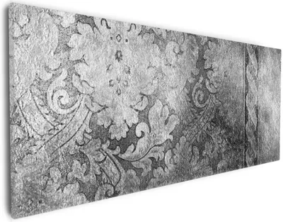 Produktbild von Wallario Premium Leinwandbild Schnörkelmuster in grau in Größe 30 x 75 cm