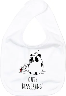 Produktbild von Mr. & Mrs. Panda Sabberlätzchen Panda Gute Besserung - Weiß - Geschenk, Esslätzchen, Lätzchen, Für Babys, Sabber, Baumwolle