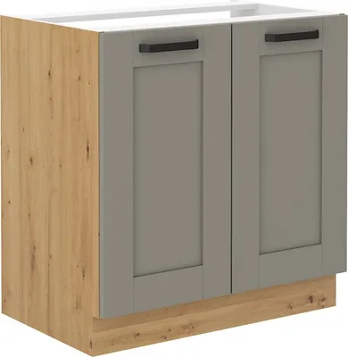 Produktbild von Waschbeckenunterschrank LAILI – Breite 80 cm, Hellgrau / Eiche Artisan