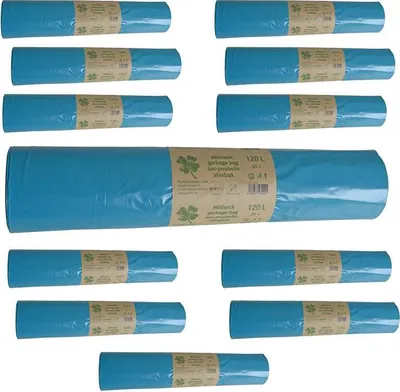 Produktbild von Müllsäcke Abfallsäcke Müllbeutel 120 L Mittelstark 12 Rollen Blau Mülltüte