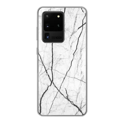 Produktbild von MuchoWow® Handyhülle Schutzhülle Hülle für Samsung Galaxy S20 Ultra Marmor - Schwarz - Weiß Silikon Softcase Handy Hülle - Karteninhaber