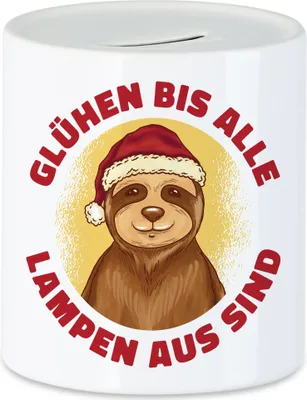 Produktbild von Glühen Bis Alle Lampen Aus Sind Spardose Weihnachten Bär Weihnachtsmütze Frohe Weihnachten Frohes Fest
