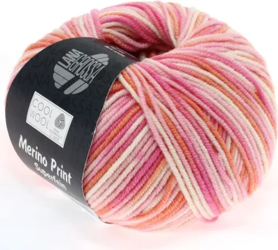 Produktbild von Lana Grossa - Cool Wool Print 0726 rosa pink koralle ecru