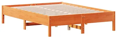 Produktbild von vidaXL Massivholzbett ohne Matratze Wachsbraun 135x190 cm Kiefernholz