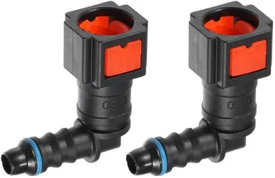 Imagen del producto de Conector de plástico de 90 grados - 1/4 de pulgada - Plástico - 2 unidades - Reutilizable - Resistente a la corrosión - Conector para combustible