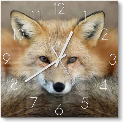 Produktbild von DEQORI Glasuhr 30x30 cm Zahlen 'Reineke, der Fuchs' Wanduhr Glas Uhr Design leise