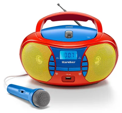 Produktbild von Karcher RR 5026 tragbares CD Radio - bunte Boombox mit CD-Player, UKW Radio, USB & Mikrofon