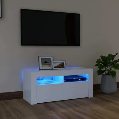 Zdjęcie produktu dla Maison Exclusive – szafka pod telewizor z oświetleniem LED, biała, 90 x 35 x 40 cm