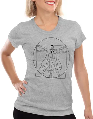 Produktbild von style3 Super-Sheldon Damen T-Shirt vitruvianischer mensch, Farbe:Grau meliert, Größe:XS