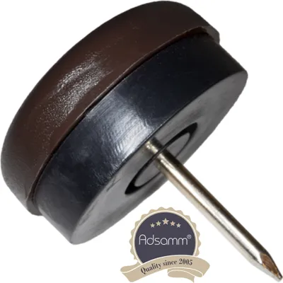 Produktbild von Adsamm® | 32 x Kunststoffgleiter mit Puffer und Nagel | Ø 25 mm | Braun | rund | Möbelgleiter mit Dämpfer und Stift in von Adsamm®
