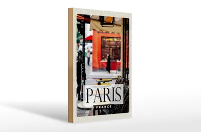 Produktbild von Holzschild Reise 20x30cm Paris France Reisziel Stadt Cafe