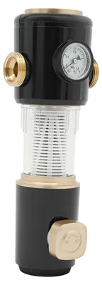 Produktbild von Wasserfilter Sedimentfilter - Rückspülbarer Hauswasser-Vorfilter - 40 µm Filtration - Messing & 316 Edelstahl - Dunkelblau