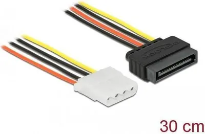 Image de DELOCK Stromkabel SATA 15pin -> Molex 4pin Bu/Bu 0.30m