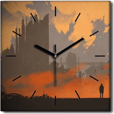 Produktbild von Coloray Uhr auf Leinwand 30x30 cm Wand Uhr Dekoration Wohnzimmer Segeltuch schwarze Hände -Architekturlandschaft.