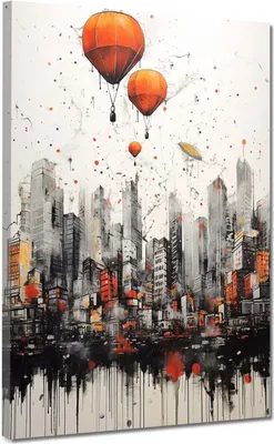 Produktbild von Leinwandbild Wandbild Kunstdruck XXL Wanddeko Street Art City Style: 120x160x4cm