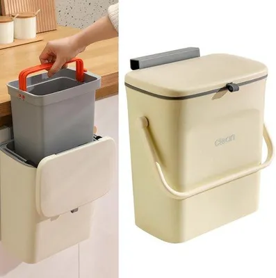 Obrázek produktu pro kuchyňský odpadkový koš 2 v 1 s posuvným víkem - 9litrový odpadkový koš pod dřezem