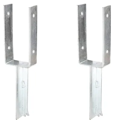 Produktbild von Alberts 2 x U-Pfostenträger mit Betonanker aus T-Eisen, 91x200 mm, feuerverzinkt, zum Einbetonieren, Betonanker 200 mm