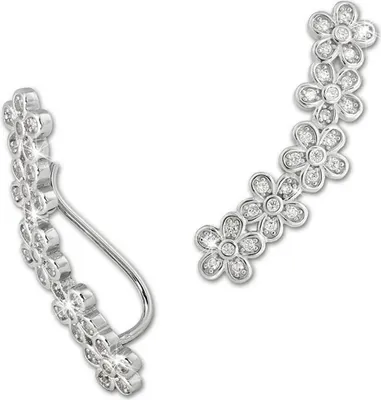 Produktbild von SilberDream Ohrringe Ear Cuff Blumen Zirkonia weiß Ohrklemmen 925 Silber D2GSO416W