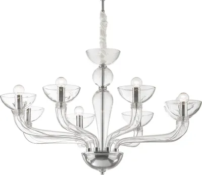 Image de Ideal Lux 44255 Casanova lustre en verre soufflé 90cm chrome clair