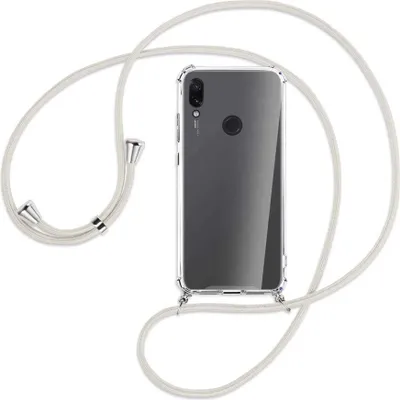 Produktbild von Handykette Backcover-Schutzhülle mit Band (Metall silberfarben) für Xiaomi Redmi Note 7 (Pro) - broken white