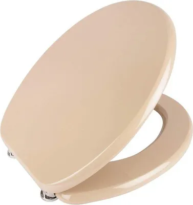 Productafbeelding van Unyqoos® Venezia toiletbril, Bahama-beige – Houten kern, Fast-Fix snelsluiting, roestvrijstalen scharnieren, ovaal, draagvermogen tot 300 kg