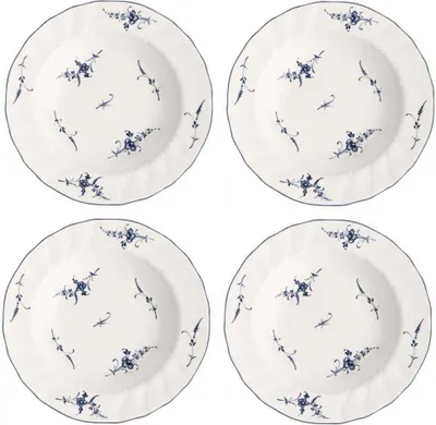 Obrázok produktu pre Villeroy & Boch VIEUX LUXEMBOURG sada 4 tanierov na polievku 23 cm bielo-modrý porcelán