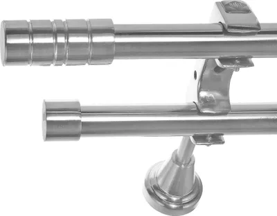 Produktbild von Edelstahl Look Gardinenstange Ø 20mm Wandträger 2-läufig zweiläufig Wandbefestigung Zylinder H60 E34E30 RR