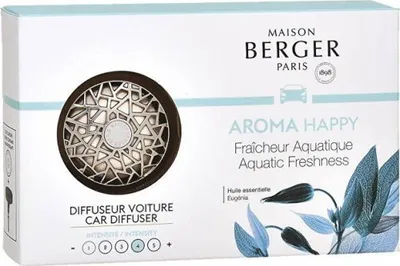 Immagine prodotto di Set regalo diffusore per auto Aroma Happy chrome + ricarica Aquatic Freshness