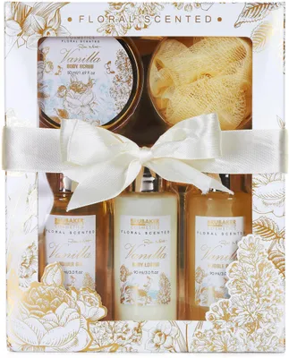 Produktbild von BRUBAKER Cosmetics Bade- und Dusch Set Vanille Rosen Minze Duft - 5-teiliges Geschenkset für Damen