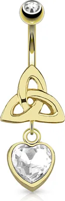 Produktbild von Bauchnabelpiercing keltischer Knoten Herz 14 kt vergoldet Nabelpiercing Bananabell