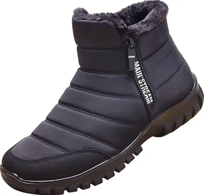 Produktbild von ASKSA Herre Schneestiefel Warm Gefuettert Winterstiefel mit Reissverschluss Wasserdicht Winterschuhe, Schwarz, Groesse: 44