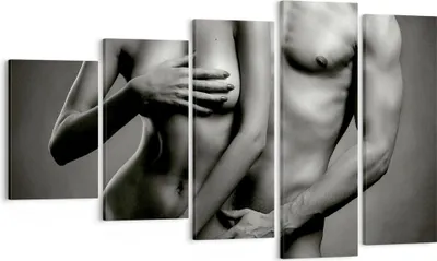 Produktbild von Bild auf Leinwand - Leinwandbild - Frau Mann Nackt Paar - 100x60cm - Wand Bild - Wanddeko - Leinwanddruck - Bilder - Kunstdruck - Wanddekoration - Leinwand bilder - Wandkunst - EG100x60-2721