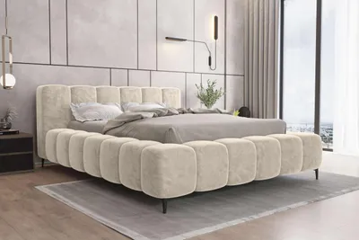 Produktbild von 99rooms Cozy Polsterbett 160x200 cm Chenille APHRODITE Creme