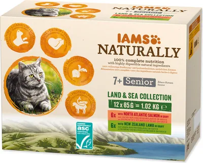 Obrázok produktu pre IAMS Naturally Senior morské a suchozemské mäso v omáčke multipack (12x85g) 1020 g