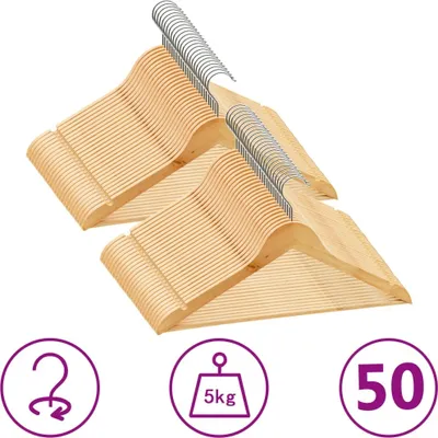 Produktbild von 50 Stk. Kleiderbügel-Set Rutschfest Hartholz