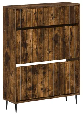 Image de vidaXL Armoire à chaussures ZWOLLE, 78 x 24 x 103 cm, panneau de fibres de bois, imitation chêne fumé