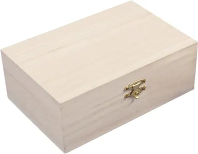 Produktbild von Holzkiste, 15 x 10 x 5,5 cm, Holzkiste mit Deckel und Klickverschluss,, Aufbewahrungsbox zum Bemalen