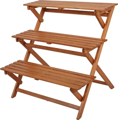 Zdjęcie produktu dla Schodki dla roślin z eukaliptusa, wymiary: 90 x 72 x 85