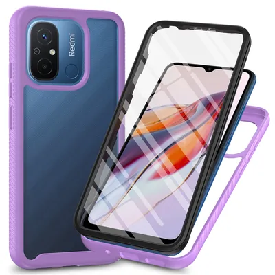 Immagine prodotto di Custodia per Xiaomi Redmi 12C, paraurti con protezione dello schermo a 360° integrata Custodia protettiva per tutto il corpo Viola
