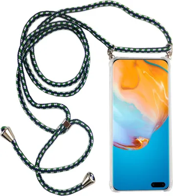 Produktbild von Huawei Case Handykette Hülle Umhänge Tasche Slim Cover Case Handyhülle Kordel Band Case, Für Handy:Huawei P30, Band wählen:Grün Schwarz