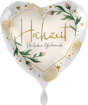 Produktbild von Romantischer Folienballon Herzform Hochzeit - Herzlichen Glückwunsch Ø 43 cm